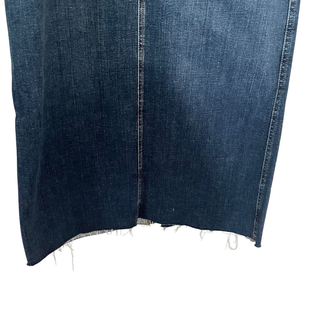 Zara Women’s Stretch Denim Maxi Skirt Blue Dark Wash Raw Hem Size S - Picture 3 of 9